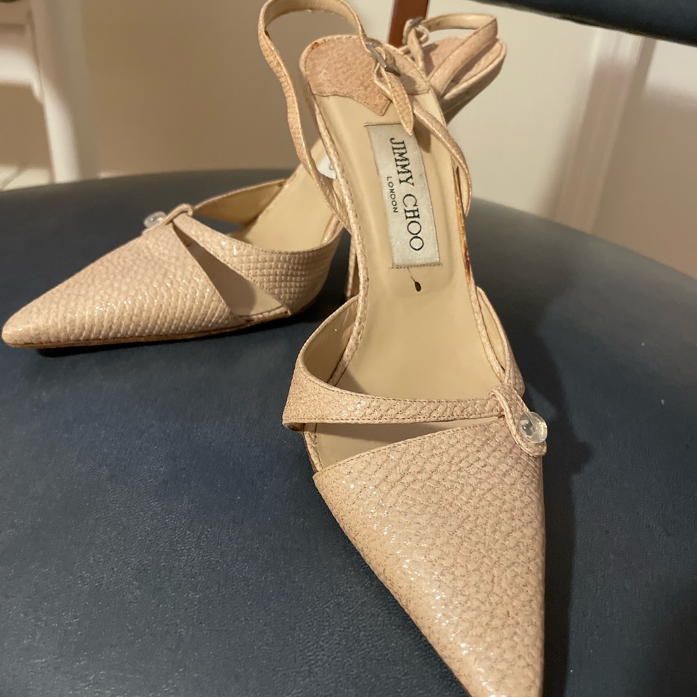 Jimmy Choo Nude sparkle kitten heels 7.5